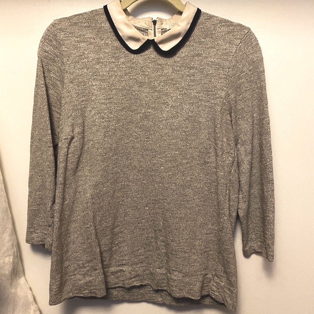 J.Crew Grey Melange Peter Pan Collar Shirt